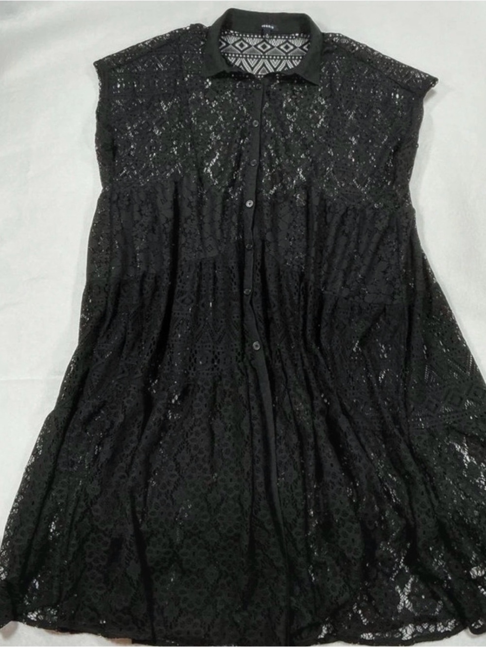 Torrid Black Lace Midi Shirt Dress